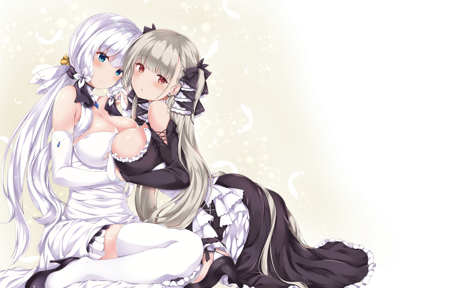 2girls, anthropomorphism, azur_lane, breasts, cleavage, formidable_(azur_lane), goth-loli, illustrious_(azur_lane)