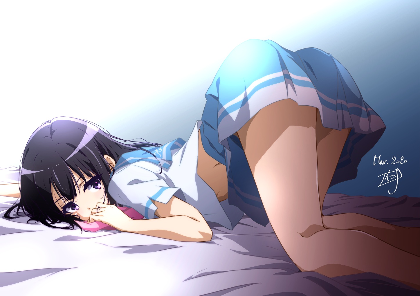 aliasing, hibike!_euphonium, kousaka_reina, long_hair, nii_manabu, school_uniform, signed