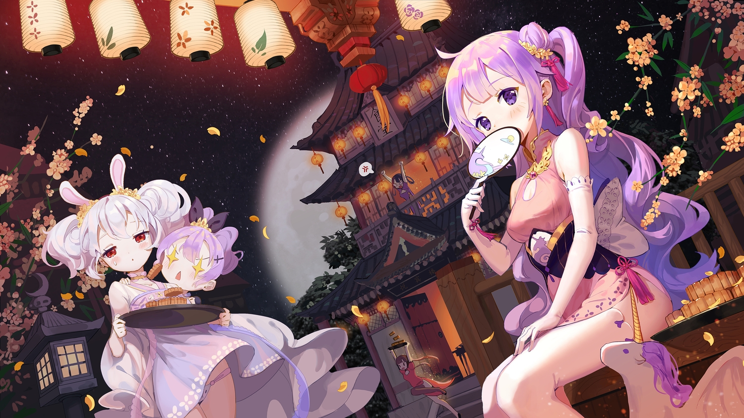 animal_ears, anthropomorphism, azur_lane, blush, brown_hair, building, bunny_ears, bunnygirl