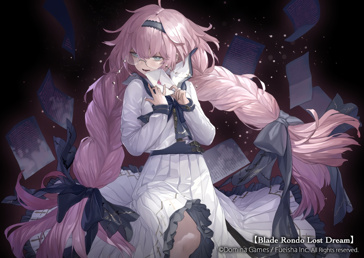 bow, braids, cinkai, dress, glasses, headband, long_hair, original