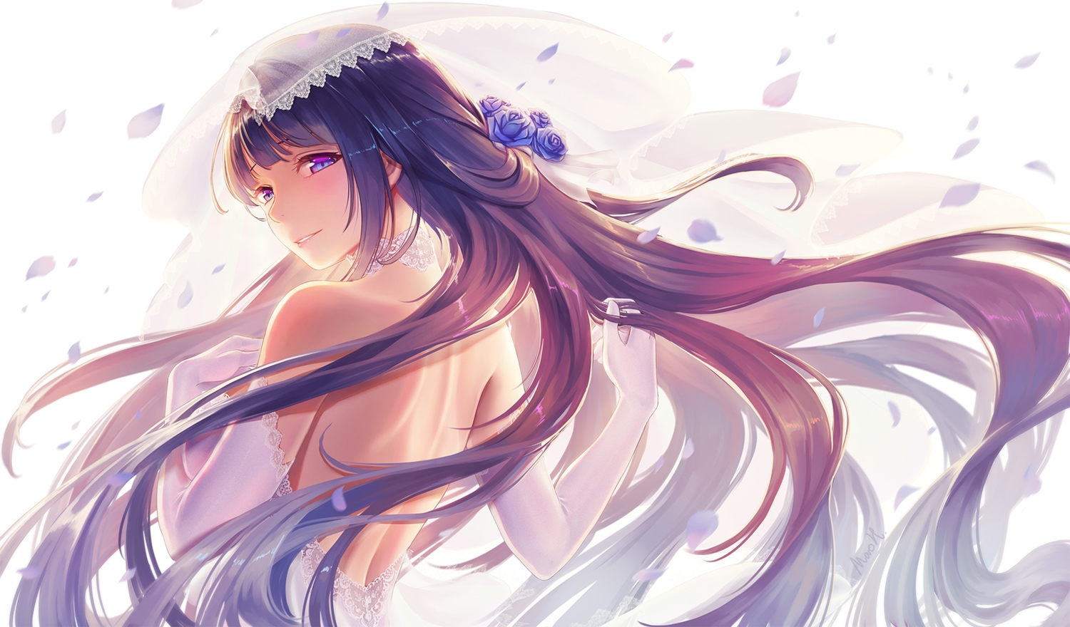 aqua_eyes, blush, close, elbow_gloves, flowers, gloves, honkai_impact, honkai_(series)