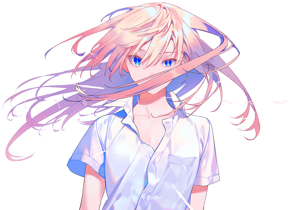 blue_eyes, long_hair, original, pink_hair, white, yamakawa