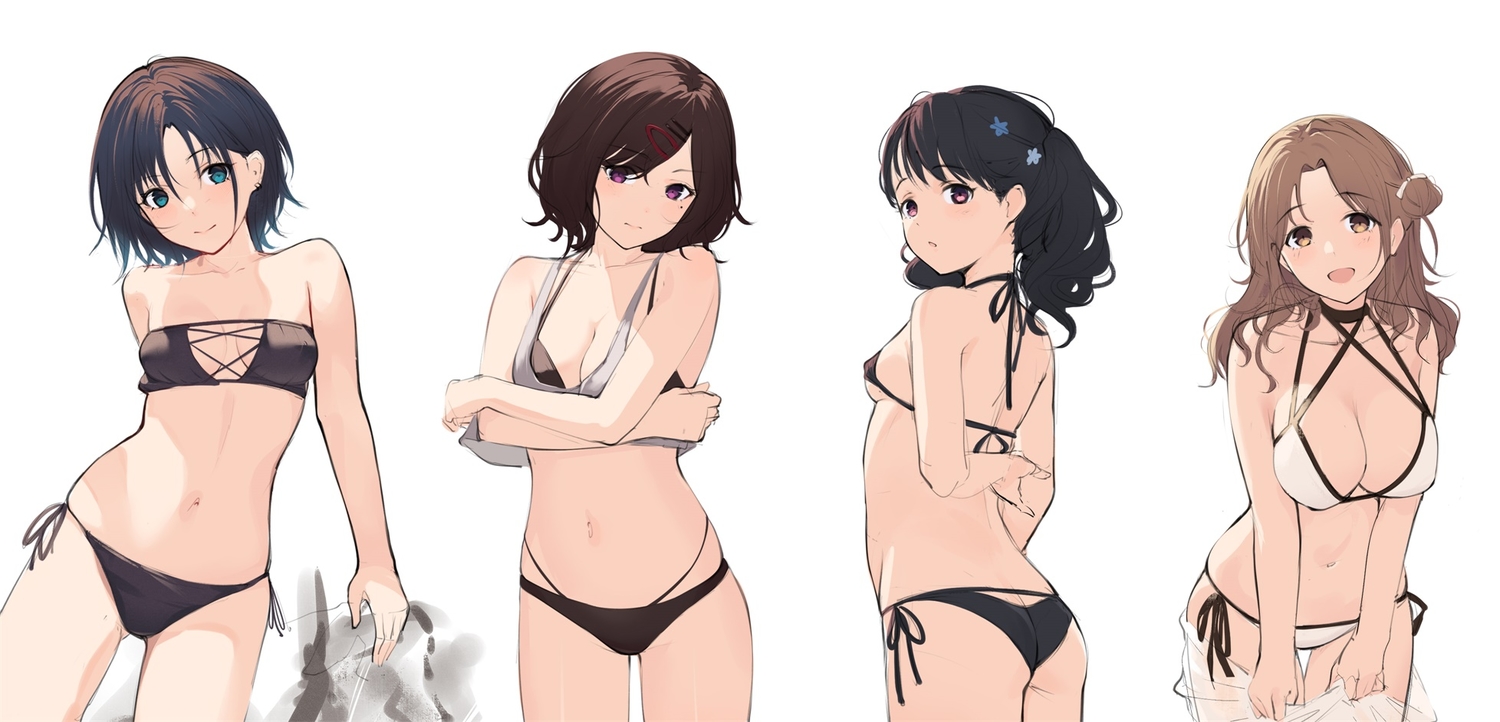 asakura_tooru, bikini, fukumaru_koito, gin00, higuchi_madoka, ichikawa_hinana, idolmaster, idolmaster_shiny_colors, sketch, swimsuit