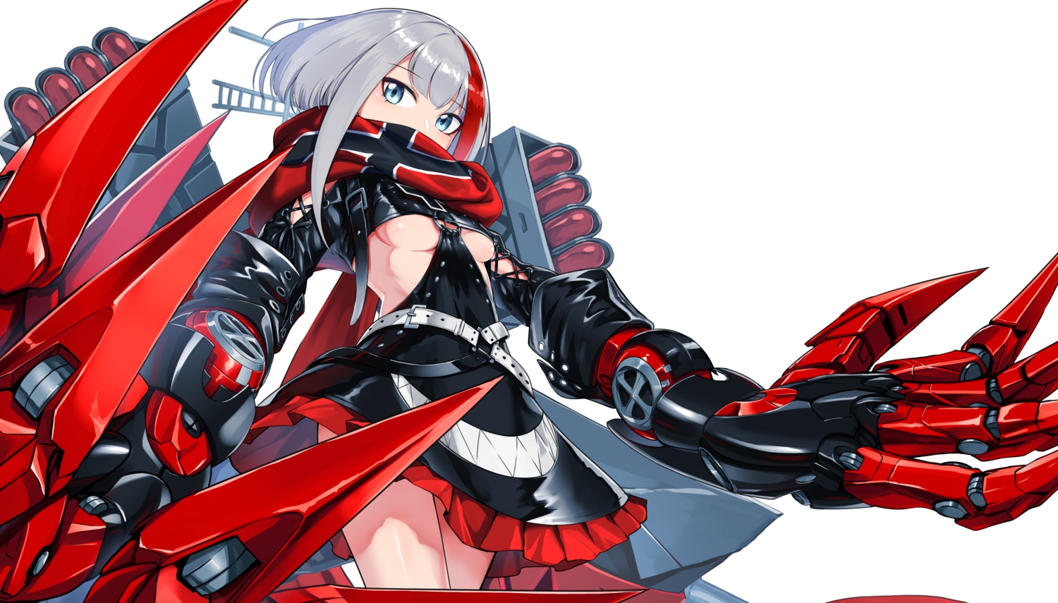 admiral_graf_spee_(azur_lane), anthropomorphism, aqua_eyes, azur_lane, breasts, dress, gray_hair, mechagirl