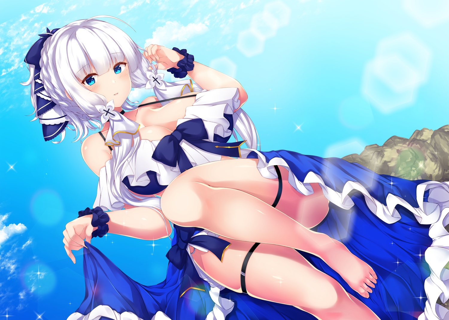 anthropomorphism, azur_lane, blue_eyes, breasts, cleavage, illustrious_(azur_lane), mamizu