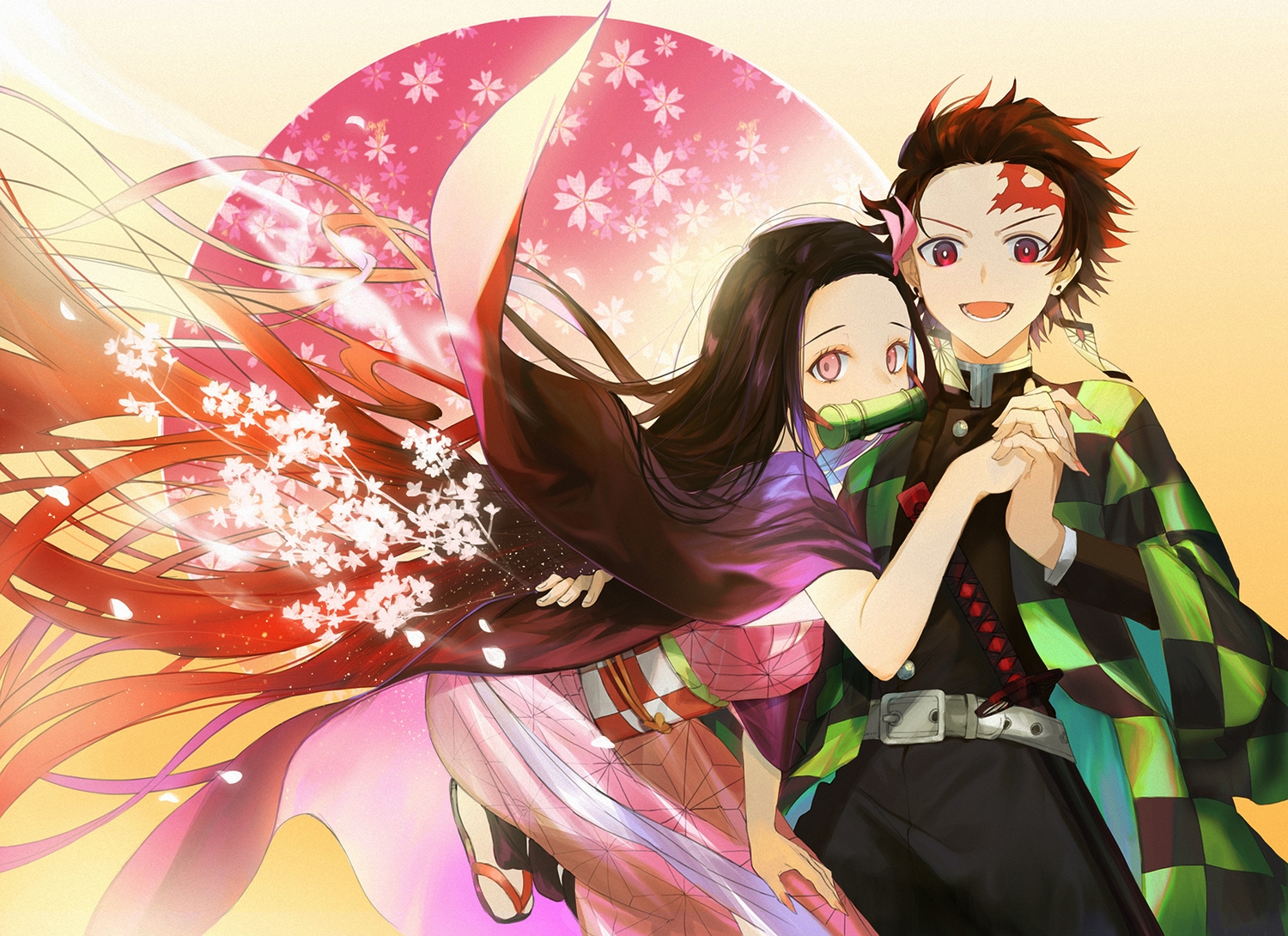 gag, kamado_nezuko, kamado_tanjirou, kimetsu_no_yaiba, male, xuefei_(snowdrop)