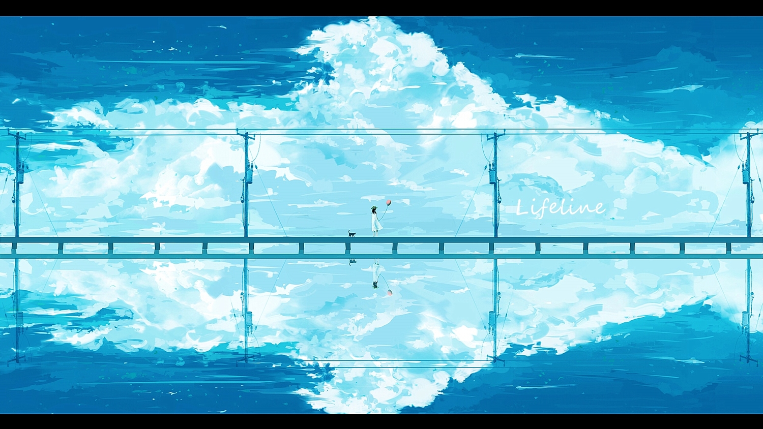 animal, cat, clouds, dress, hat, lifeline, original, reflection