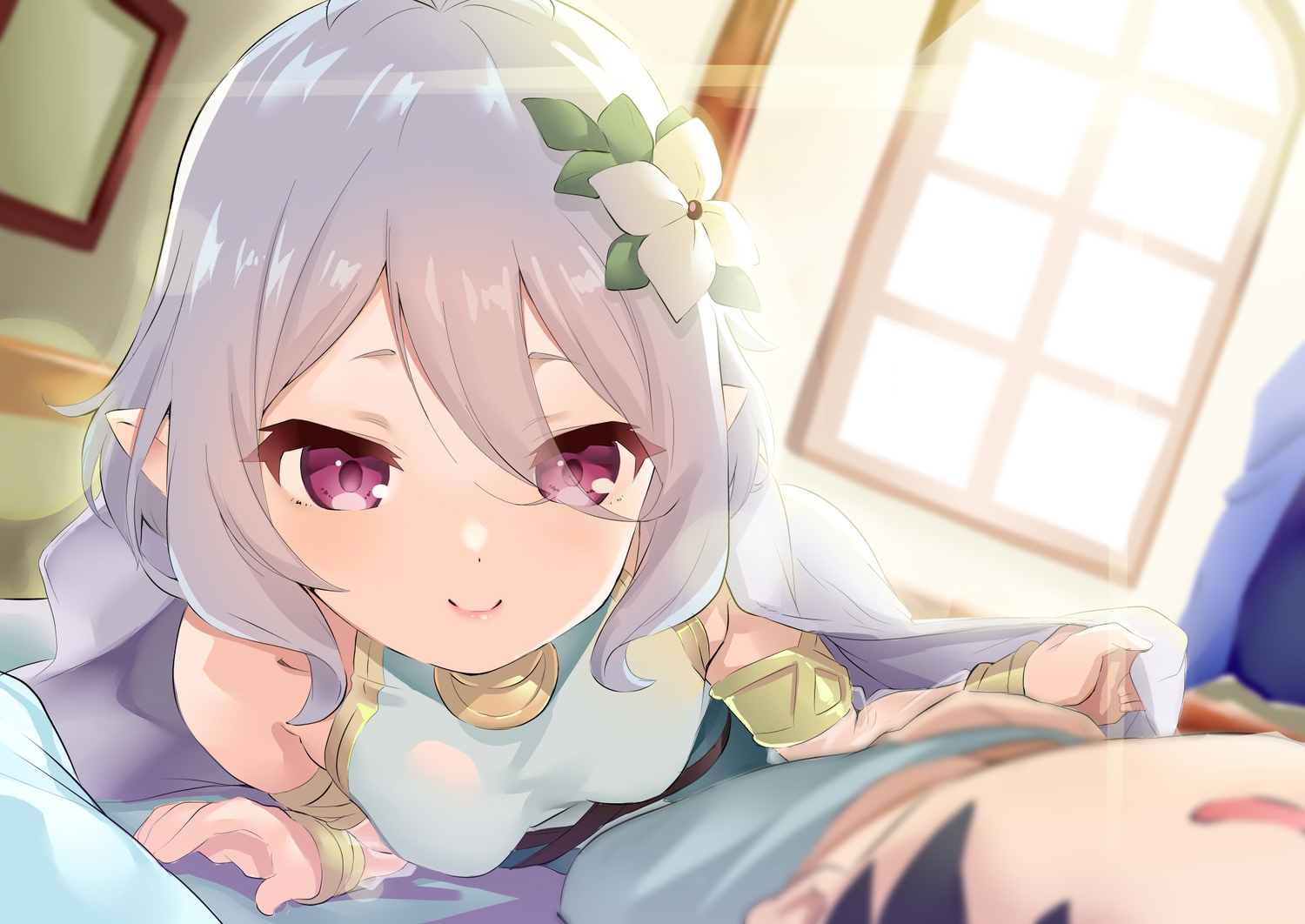 close, ekakibito, gray_hair, male, natsume_kokoro, pointed_ears, princess_connect!, short_hair, yuuki_(princess_connect!)
