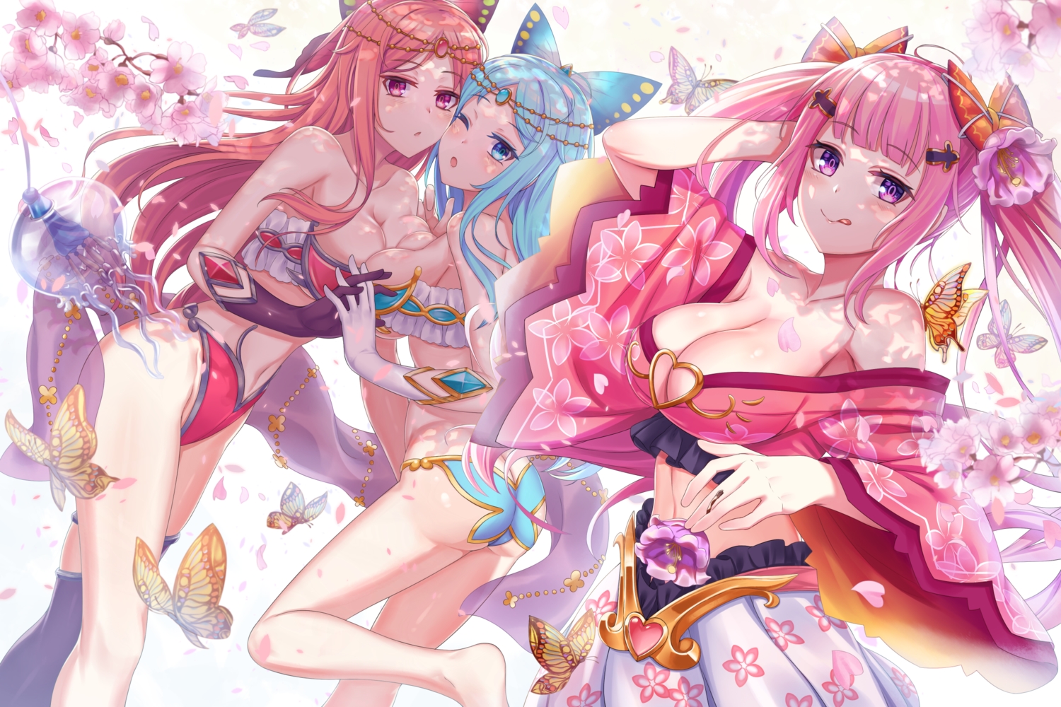 ass, breasts, cleavage, houchi_shoujo, long_hair, mrpeanut_88, thighhighs, twintails