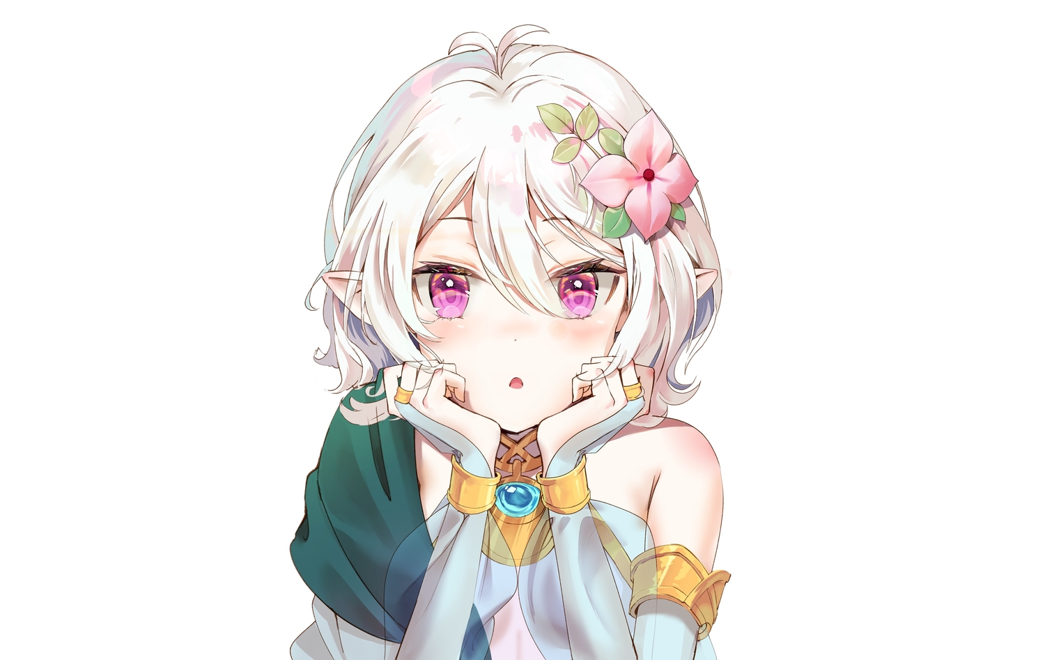 close, elbow_gloves, gloves, kian, natsume_kokoro, pointed_ears, princess_connect!, purple_eyes, see_through, short_hair, white, white_hair