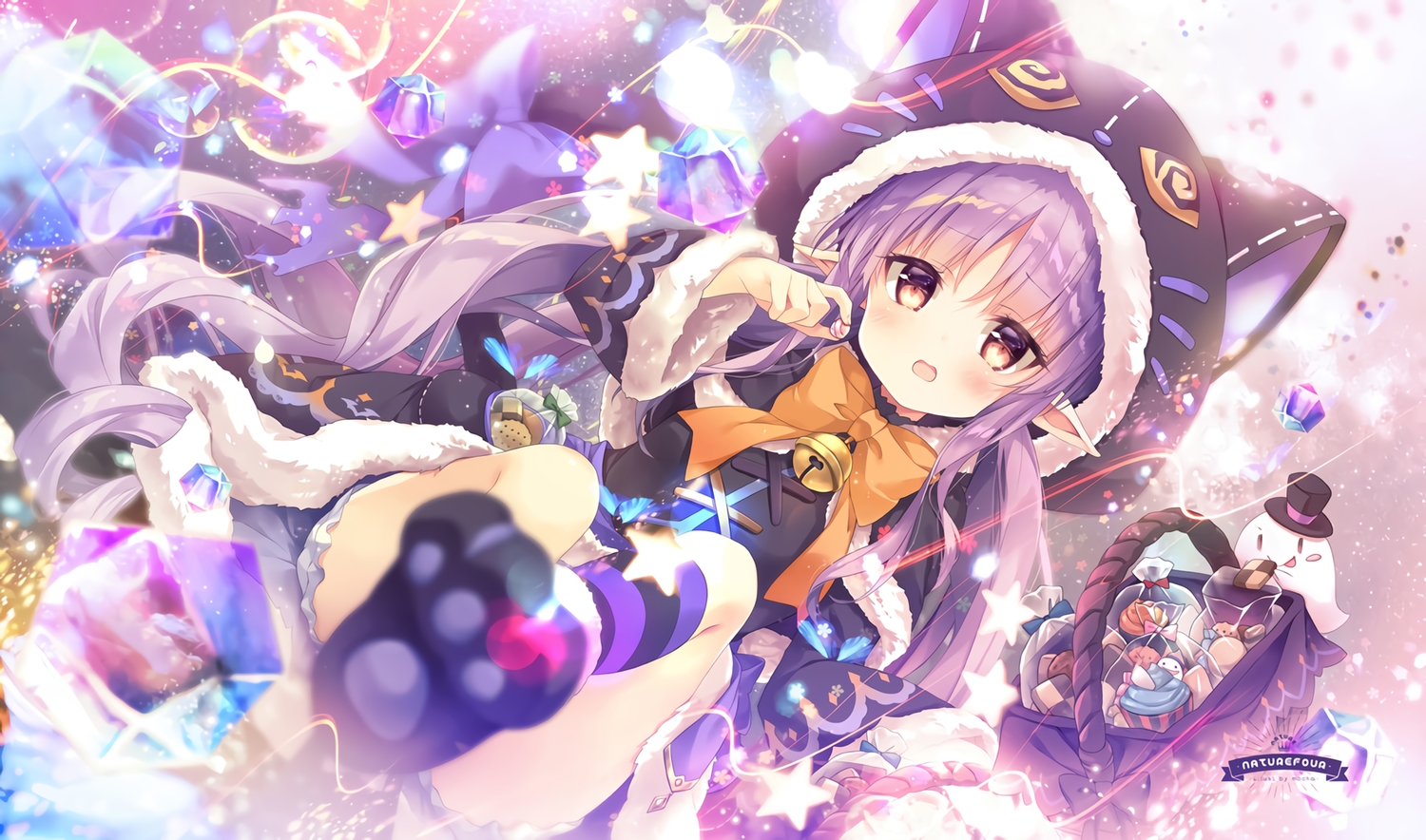 animal_ears, bell, blush, bow, candy, hikawa_kyoka, kneehighs, loli