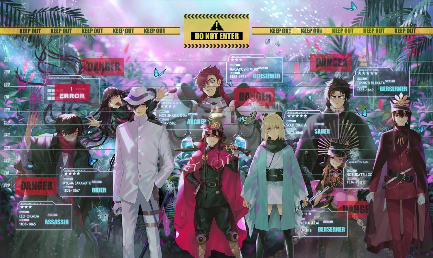 chacha_(fate/grand_order), fate/grand_order, fate_(series), hijikata_toshizou_(fate), loli, male, mori_nagayoshi_(fate), nobukatsu_oda_(fate), nobunaga_oda_(fate), okada_izou_(fate), okita_souji_(fate), oryou_(fate), sakamoto_ryouma, warabi_tama