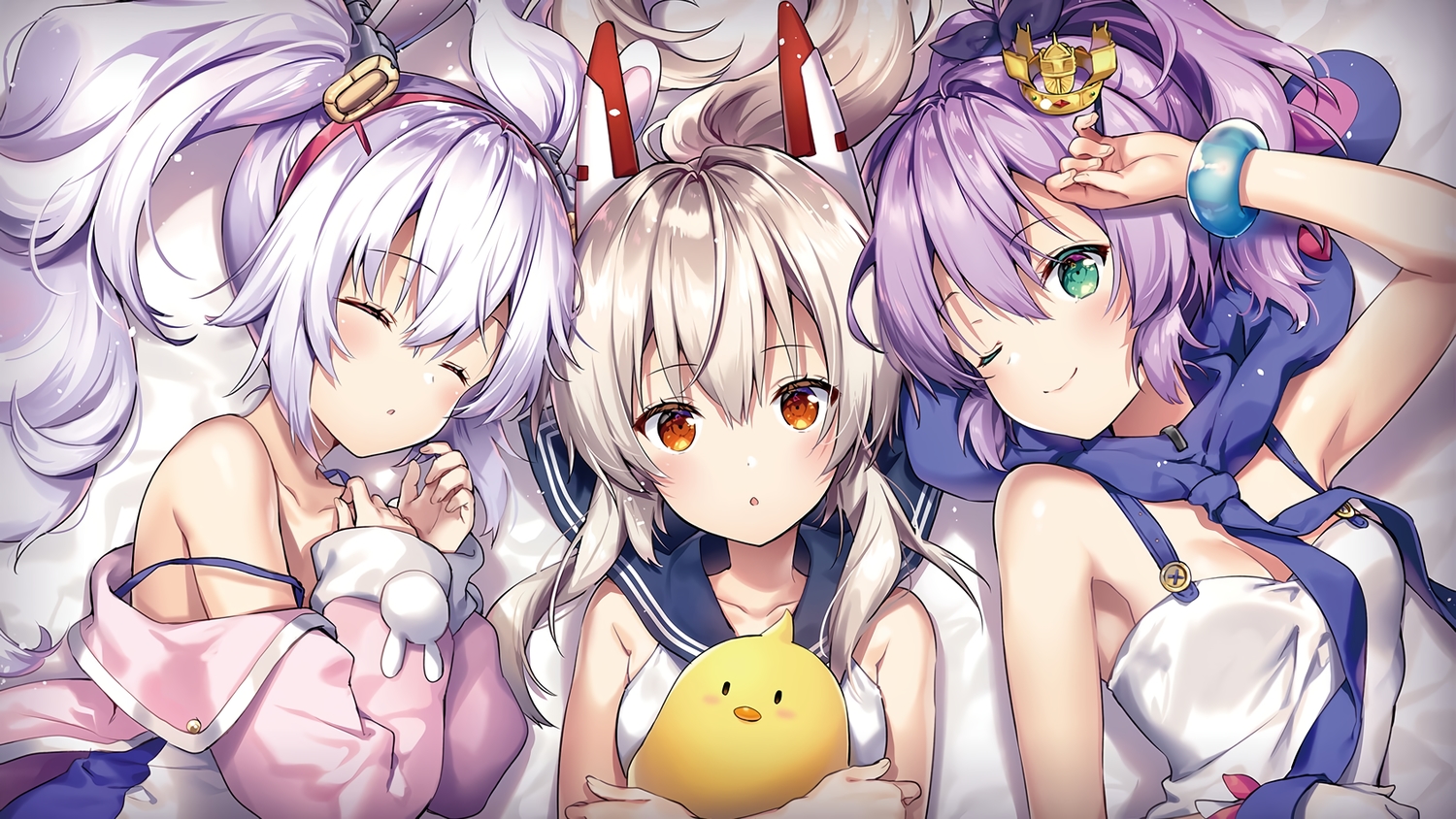 animal, animal_ears, anthropomorphism, ayanami_(azur_lane), azur_lane, bird, blonde_hair, blush