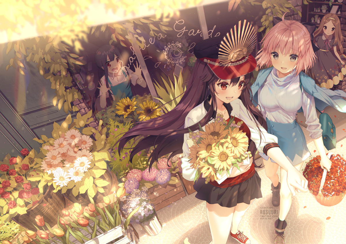 apron, black_hair, blush, brown_hair, chacha_(fate/grand_order), dress, fate/grand_order, fate_(series)