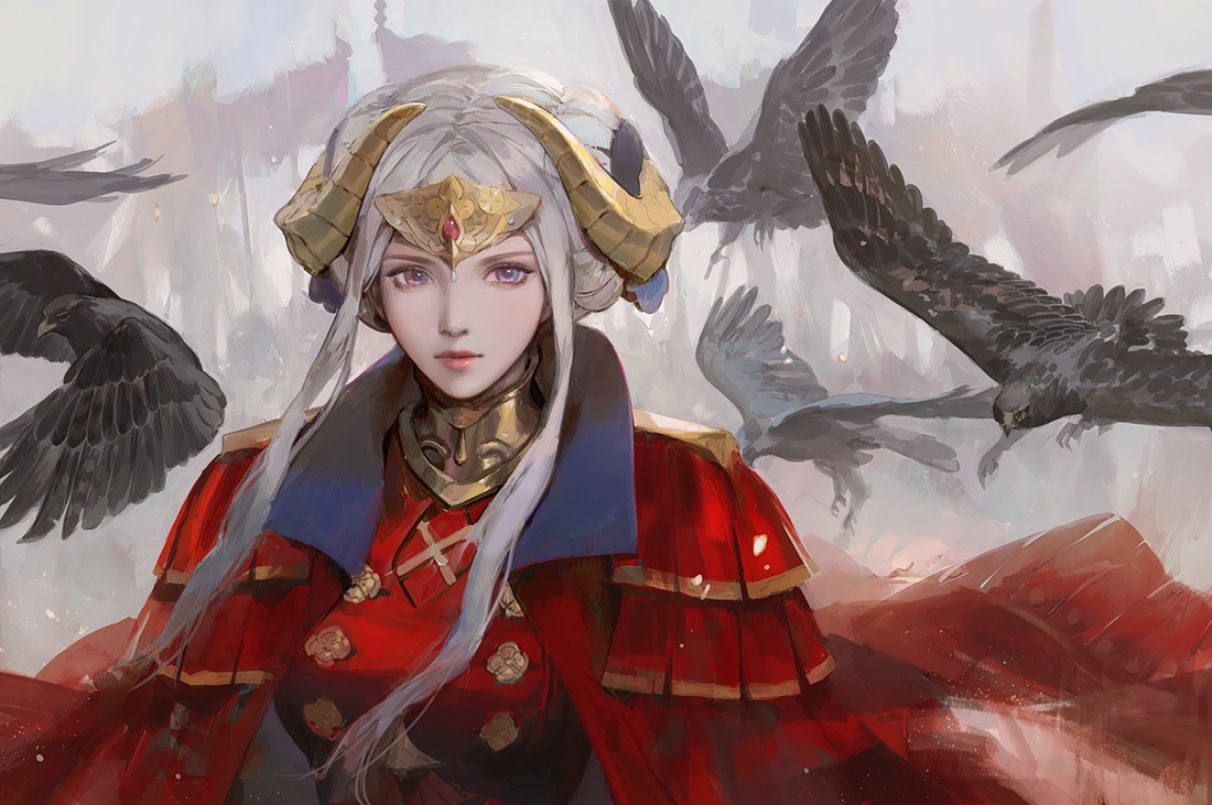 animal, bird, cape, edelgard_von_hresvelg, fire_emblem, horns, realistic, yueko_(jiayue_wu)