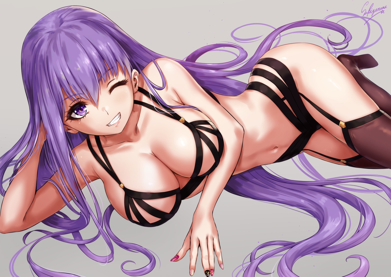 bb_(fate), bra, fate/grand_order, fate_(series), garter_belt, long_hair, navel, panties