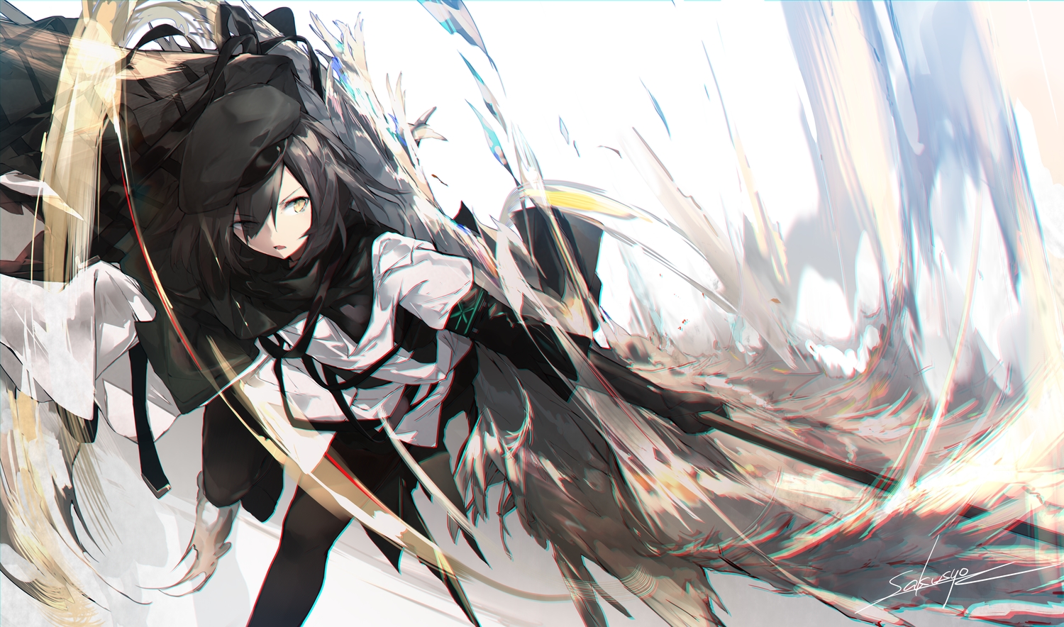 arknights, plume_(arknights), sakusyo, signed