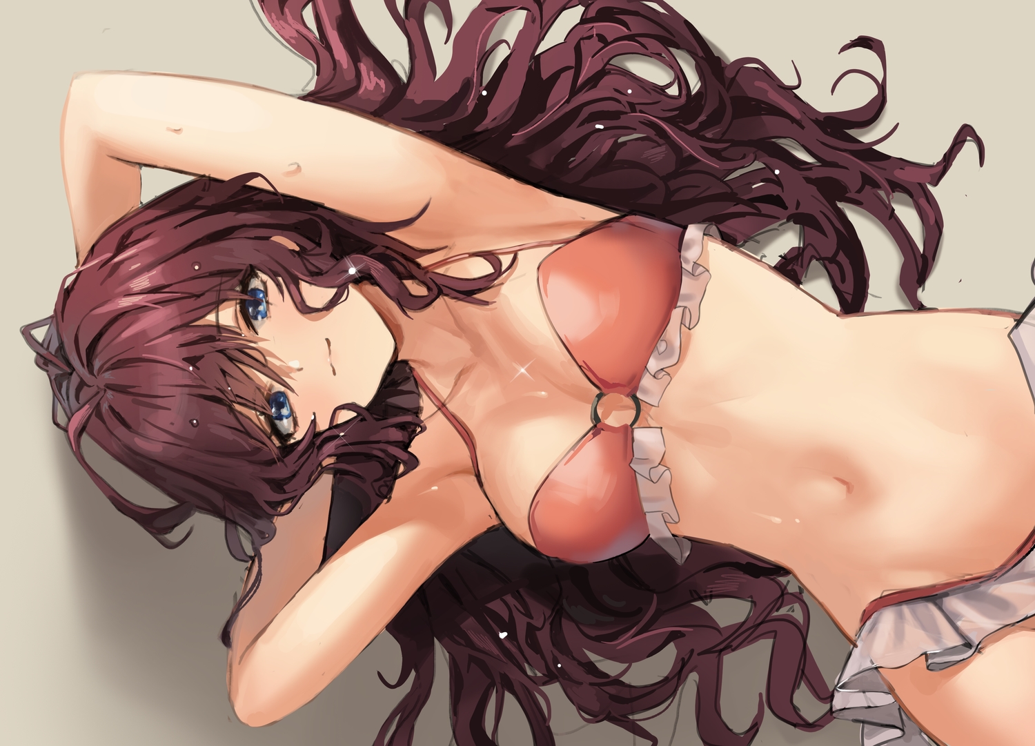 bikini, blue_eyes, blush, ichinose_shiki, idolmaster, idolmaster_cinderella_girls, long_hair, navel
