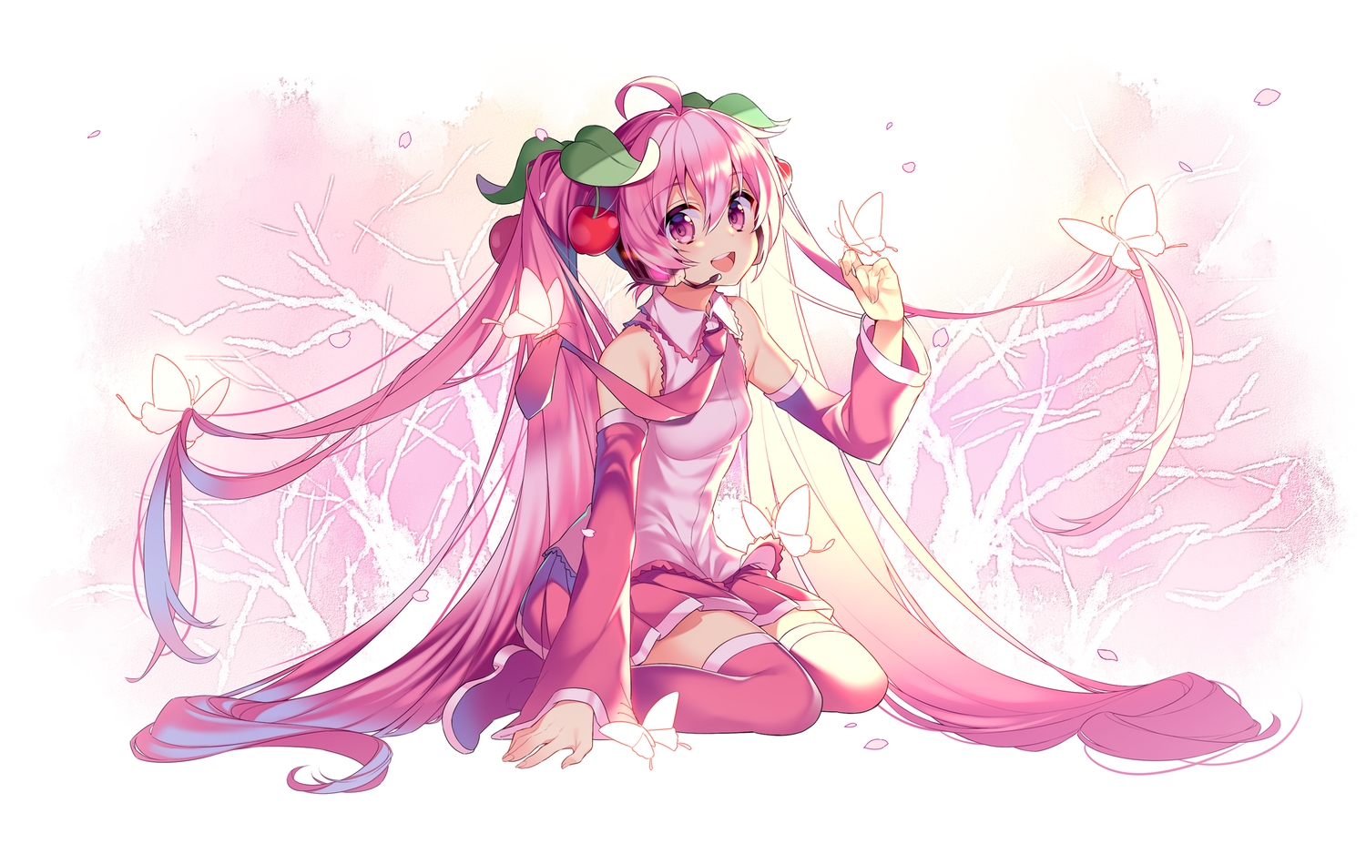 boots, butterfly, cherry, food, fruit, hatsune_miku, kurisu_sai, long_hair
