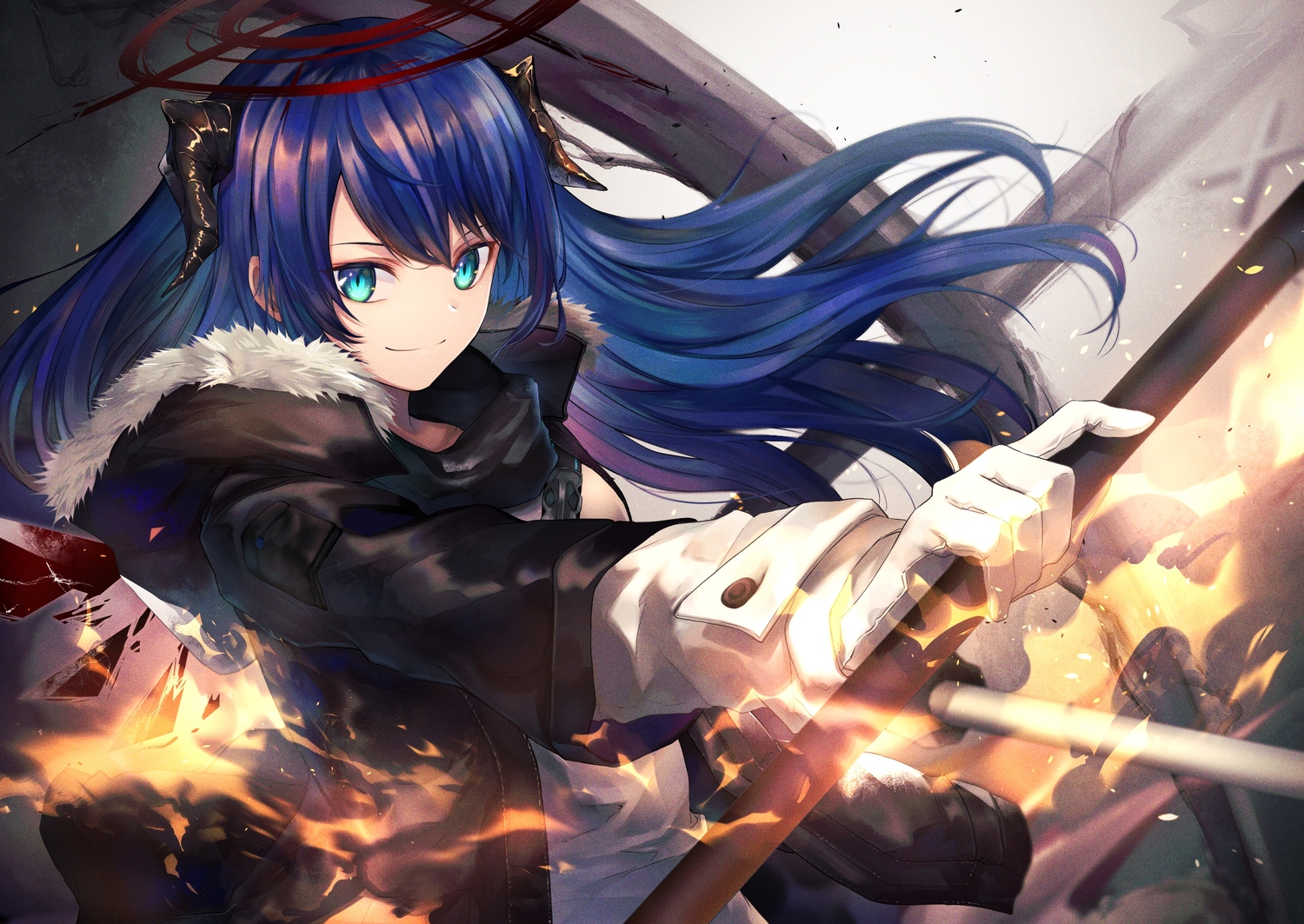 arknights, gloves, horns, long_hair, mostima_(arknights), noan