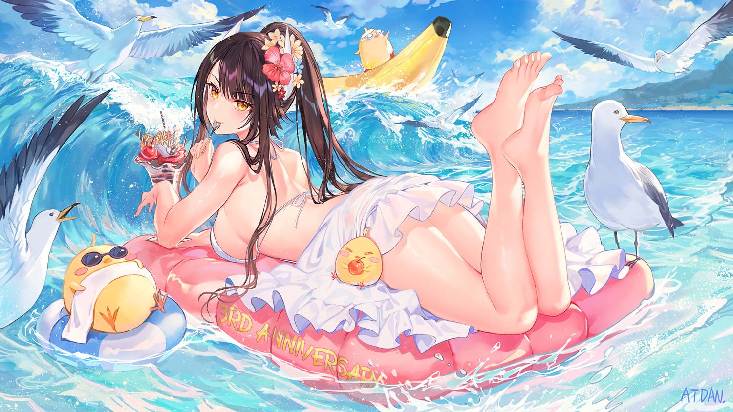animal, anthropomorphism, atdan, azur_lane, barefoot, bikini, bird, blush