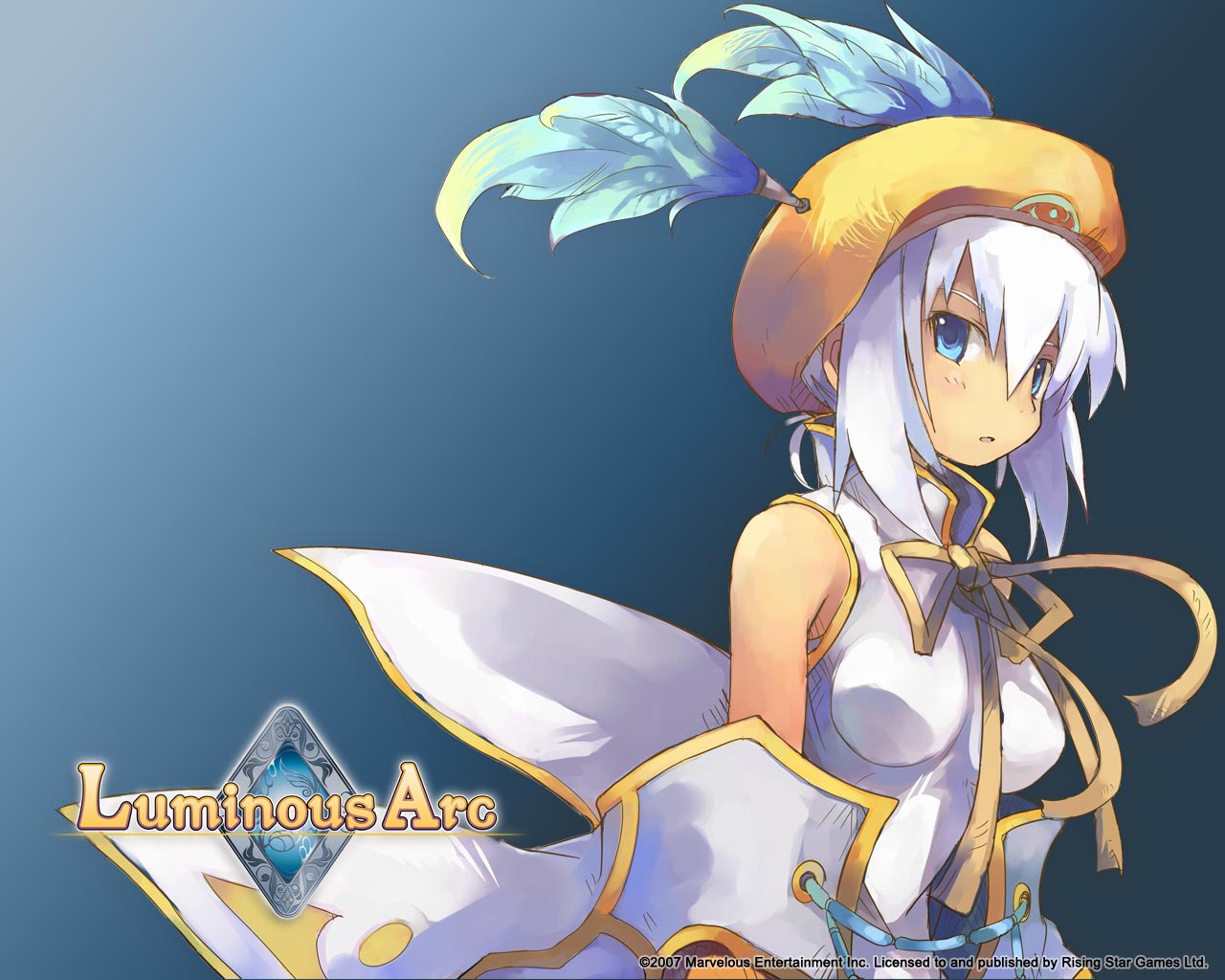 aqua_eyes, hat, lucia_(luminous_arc), luminous_arc, short_hair, white_hair
