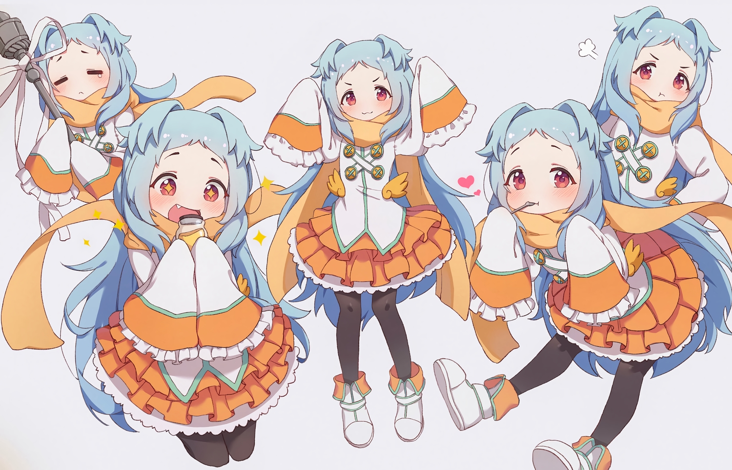 blue_hair, blush, boots, cat_smile, fang, izumo_miyako, loli, long_hair