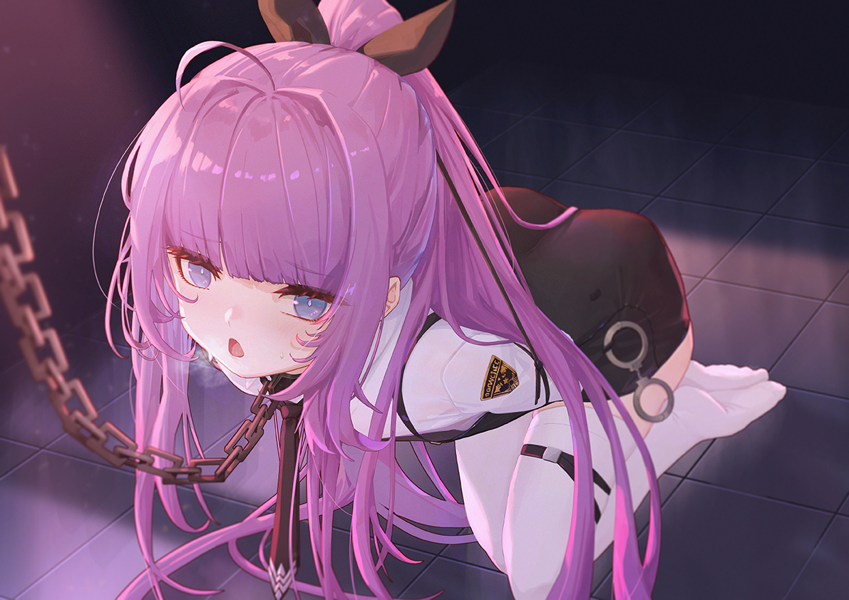 anthropomorphism, azur_lane, blue_eyes, bondage, chain, collar, jacky, long_hair