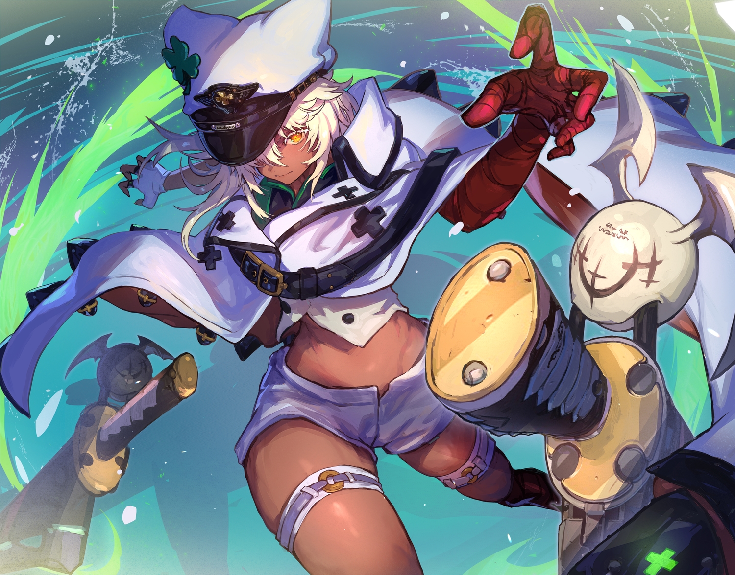 dark_skin, guilty_gear, nijimaarc, ramlethal_valentine, short_hair, sword, weapon
