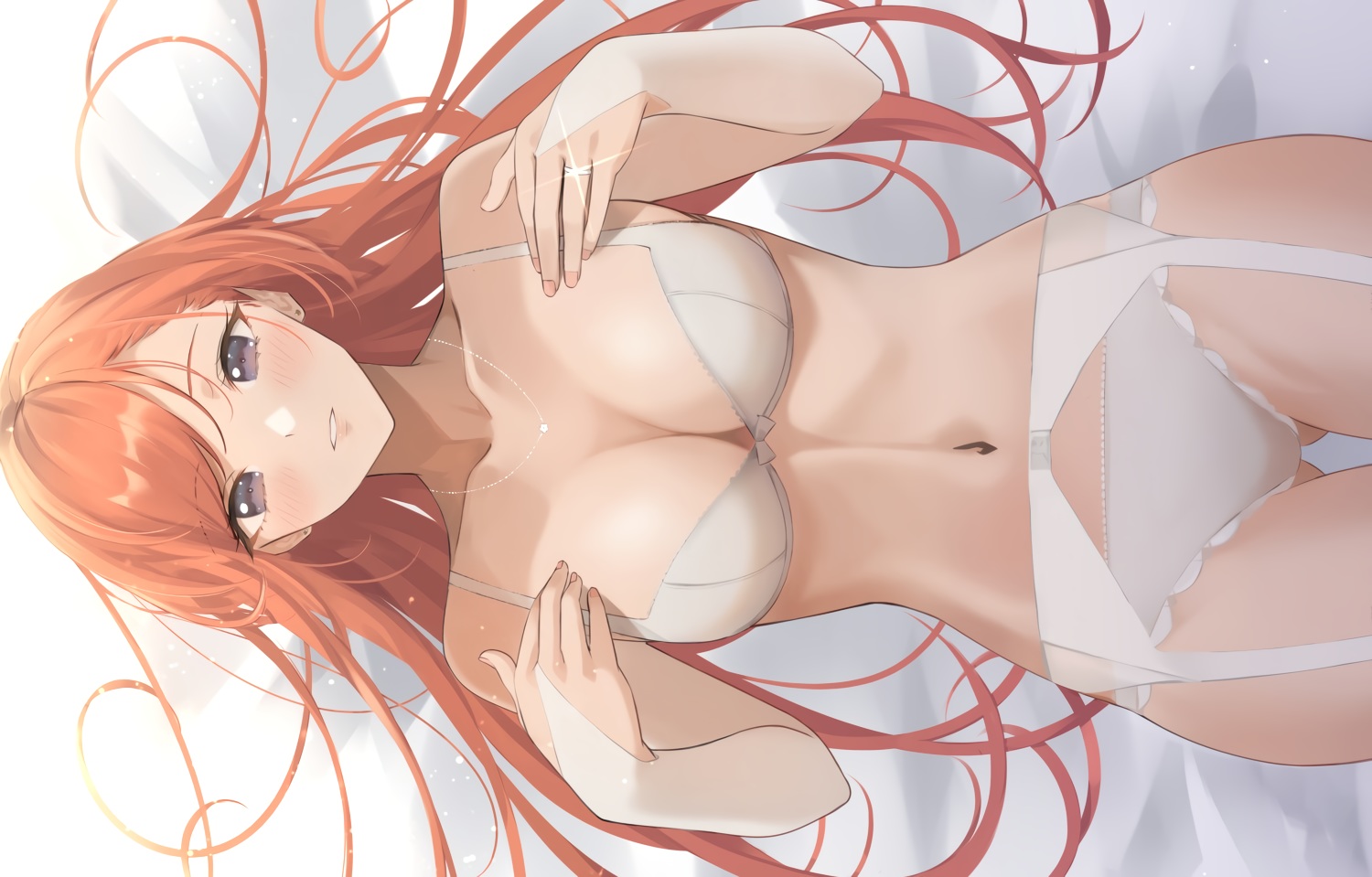 arisugawa_natsuha, bra, breasts, brown_hair, cleavage, garter_belt, idolmaster, idolmaster_shiny_colors