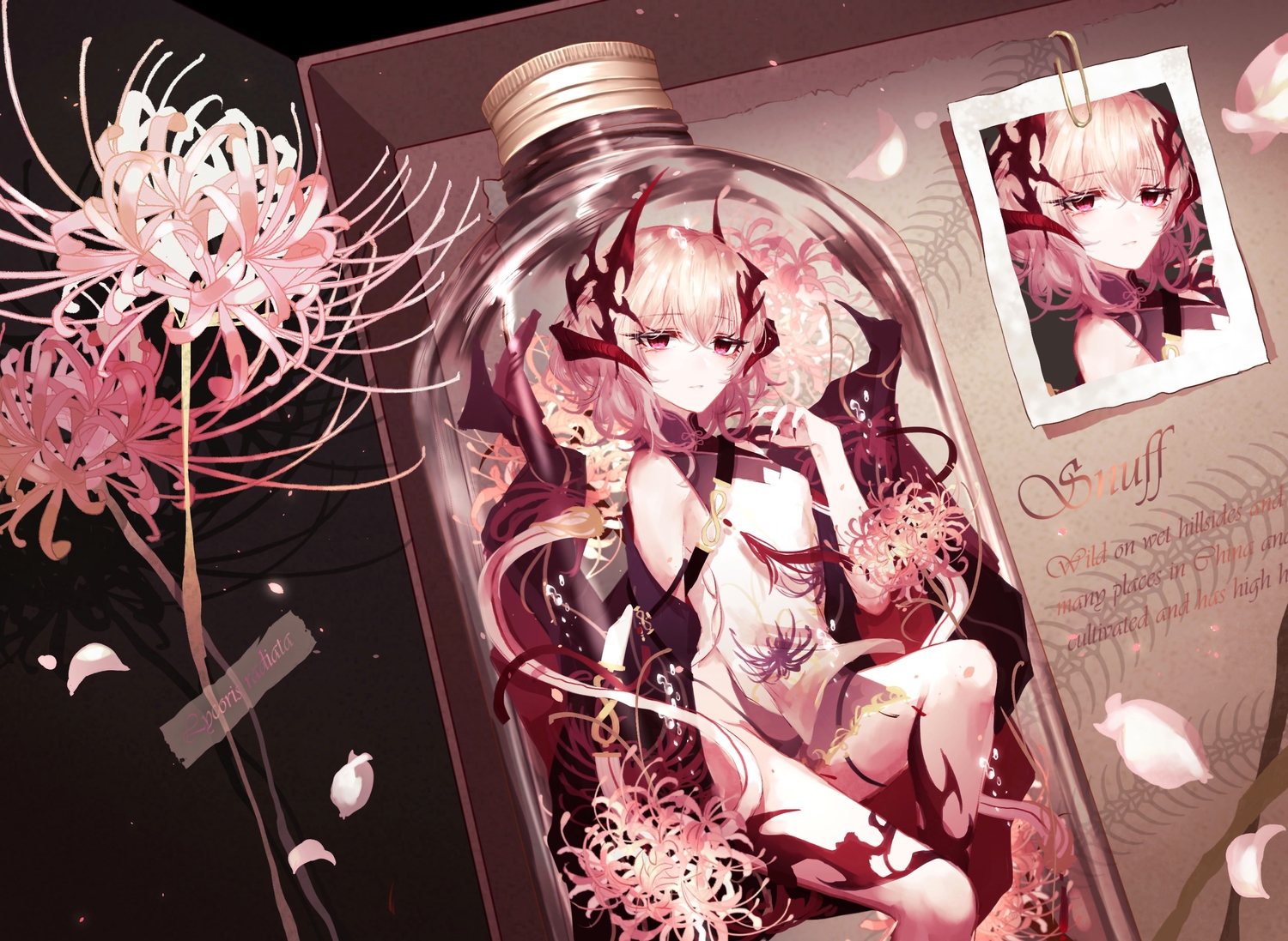 blonde_hair, chinese_clothes, chinese_dress, dress, flowers, original, panties, purple_eyes, short_hair, takano_jiyuu, underwear