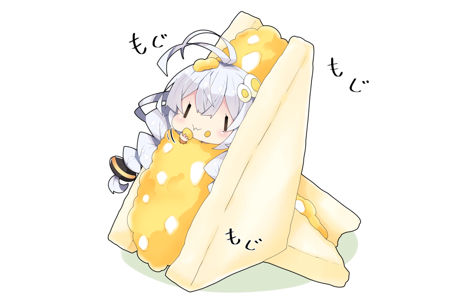braids, chibi, food, kizuna_akari, long_hair, milkpanda, twintails, voiceroid