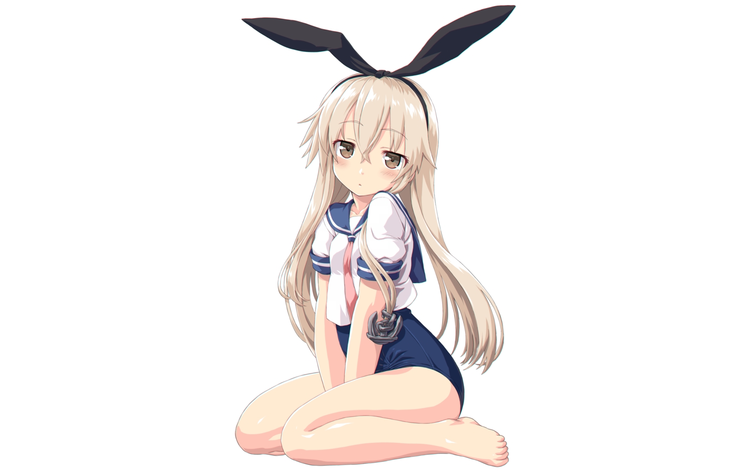 anthropomorphism, barefoot, blonde_hair, blush, brown_eyes, cosplay, dd_(ijigendd), headband
