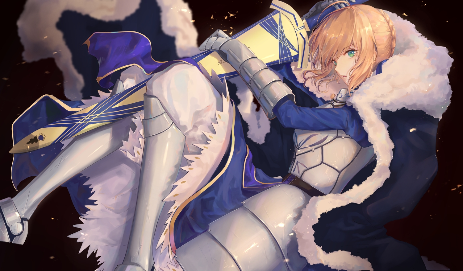 armor, artoria_pendragon_(all), blonde_hair, fate_(series), fate/stay_night, green_eyes, pigonhae, saber
