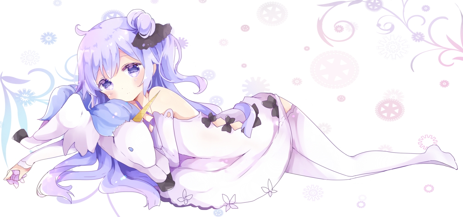 animal, anthropomorphism, azur_lane, dress, horse, long_hair, purple_eyes, purple_hair, thighhighs, tsukiyo_(skymint), unicorn, unicorn_(azur_lane)
