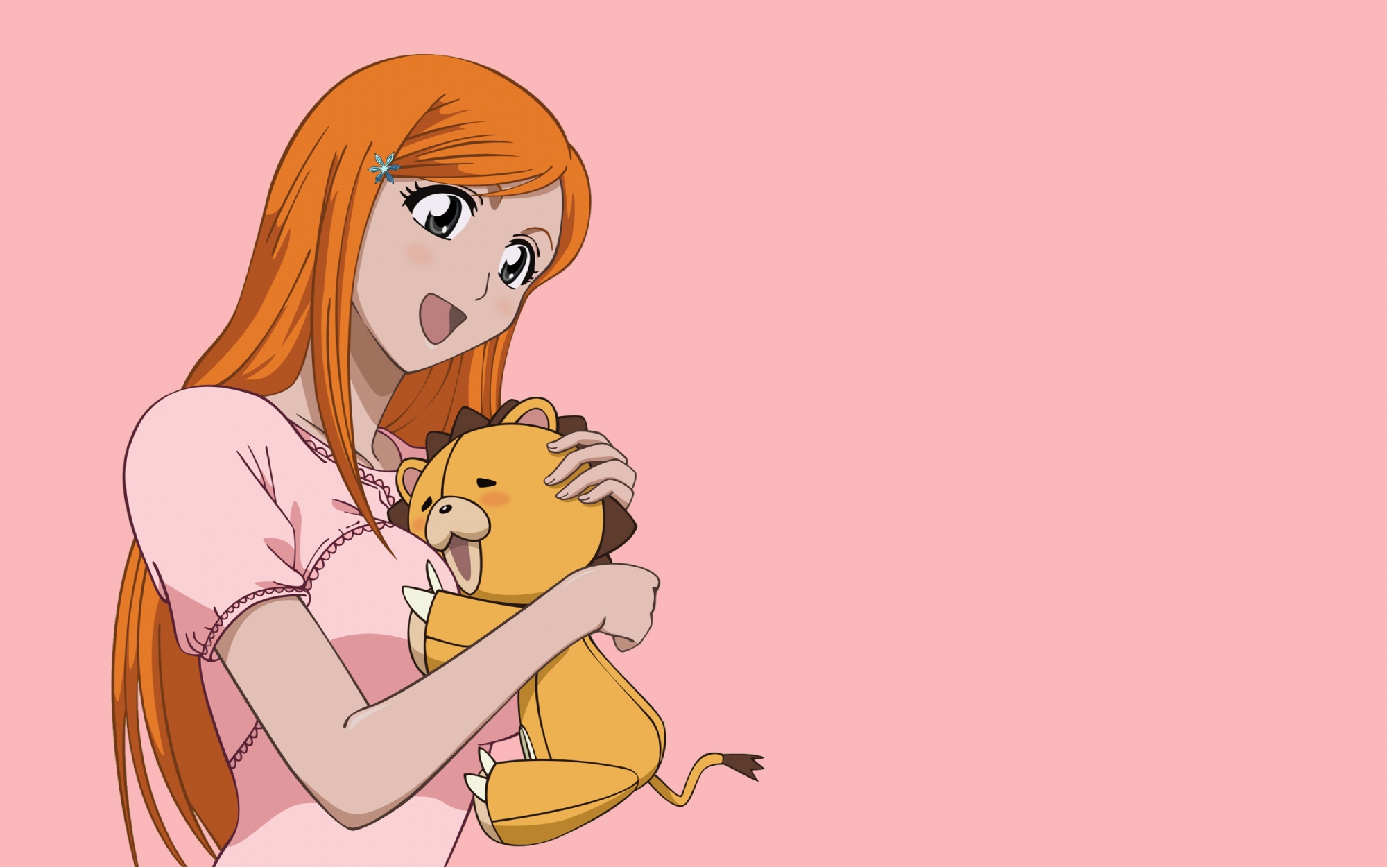 bleach, inoue_orihime, kon, pink