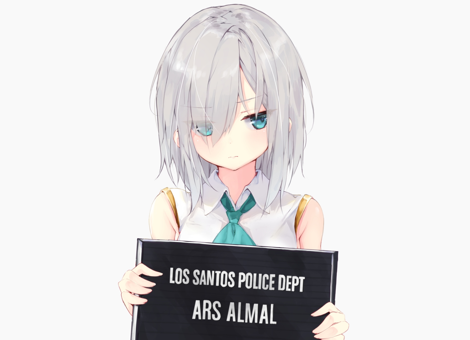 aqua_eyes, ars_almal, close, grand_theft_auto, gray, gray_hair, nijisanji, short_hair