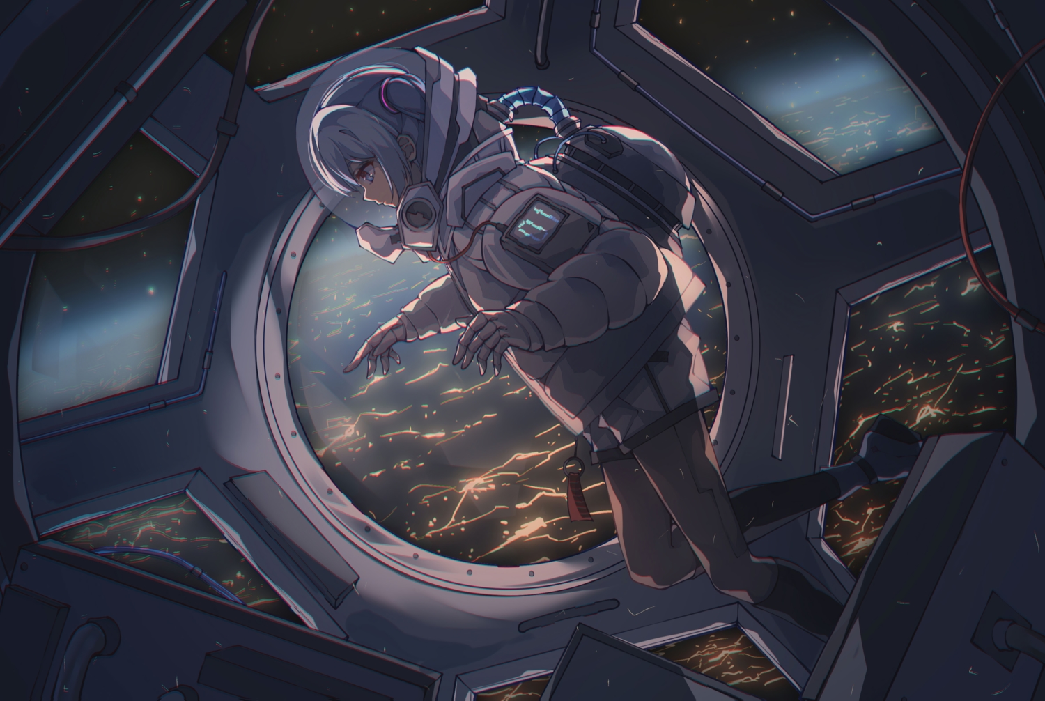 bodysuit, hatsune_miku, qi_zhong_ji, space, vocaloid
