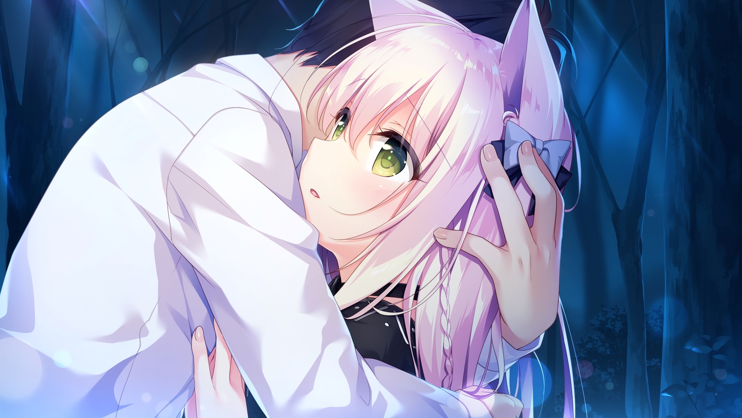 animal_ears, game_cg, hug, kemono_musume_no_sodatekata, motomiya_mitsuki, sakuraba_iroha, sweet&tea, wolfgirl