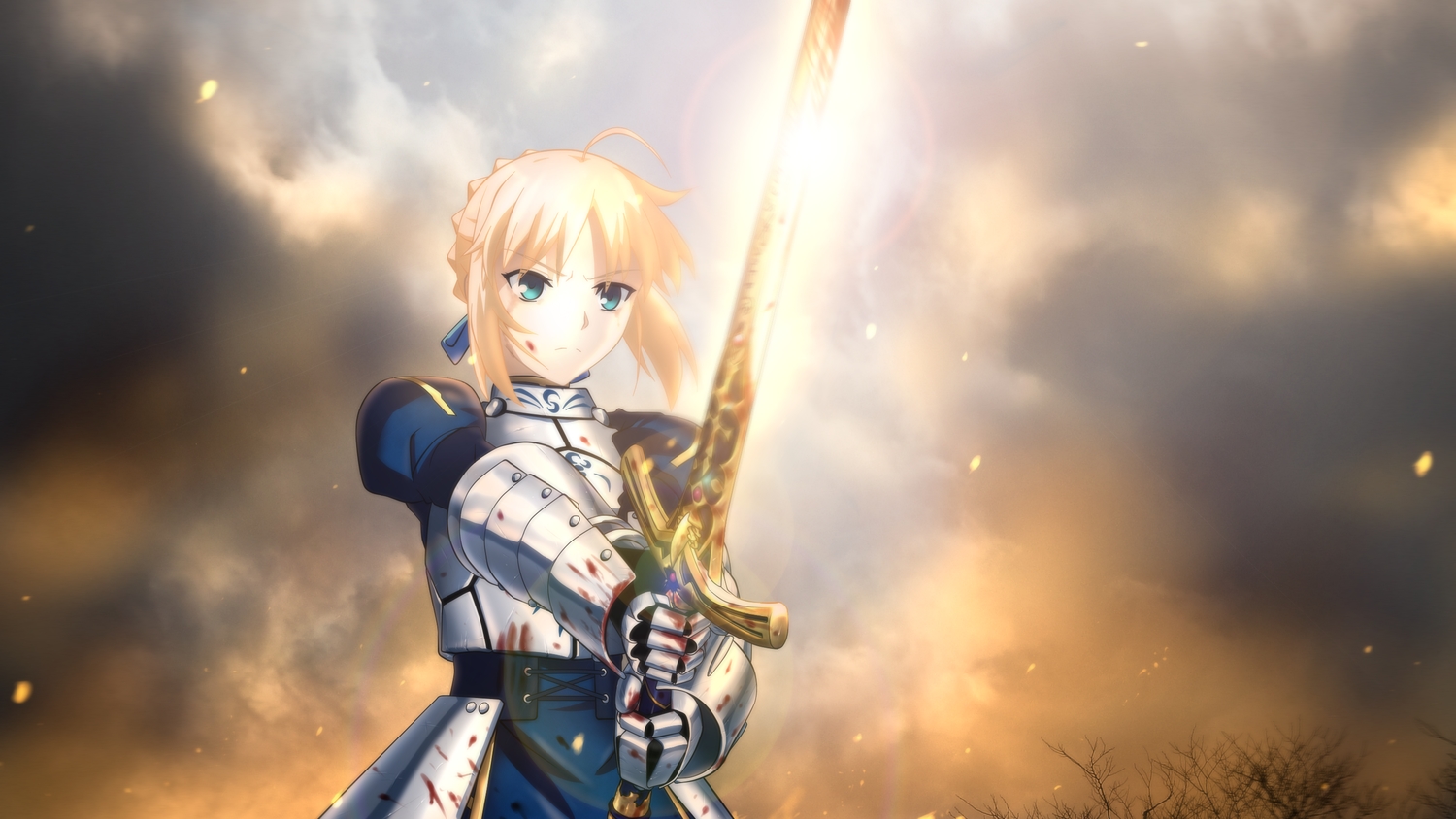 artoria_pendragon_(all), blonde_hair, blood, blue_eyes, fate_(series), fate/stay_night, genya67, saber
