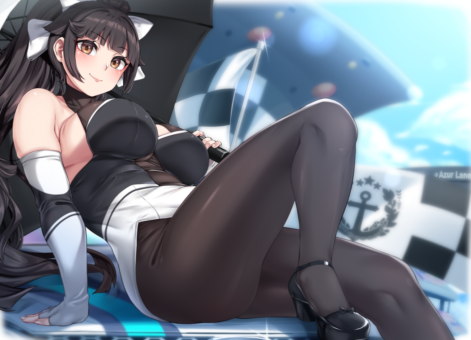 anthropomorphism, azur_lane, elbow_gloves, gloves, leotard, moisture_(chichi), pantyhose, takao_(azur_lane)