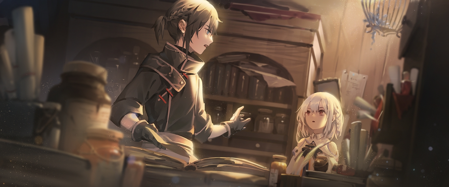 book, braids, gloves, male, original, ponytail, white_hair, zema_haru