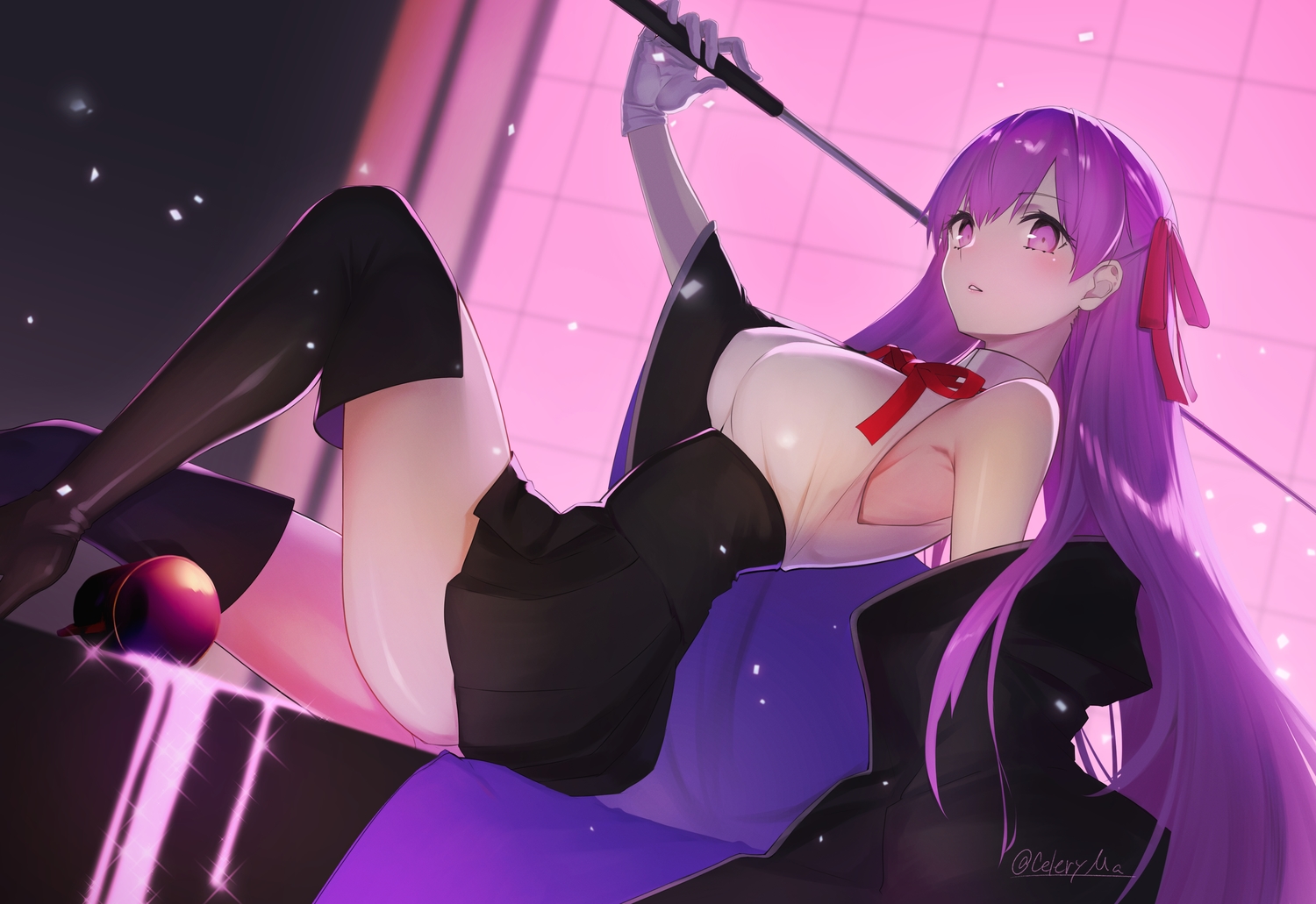 bb_(fate), boots, celeryma, fate/grand_order, fate_(series), gloves, signed, skirt