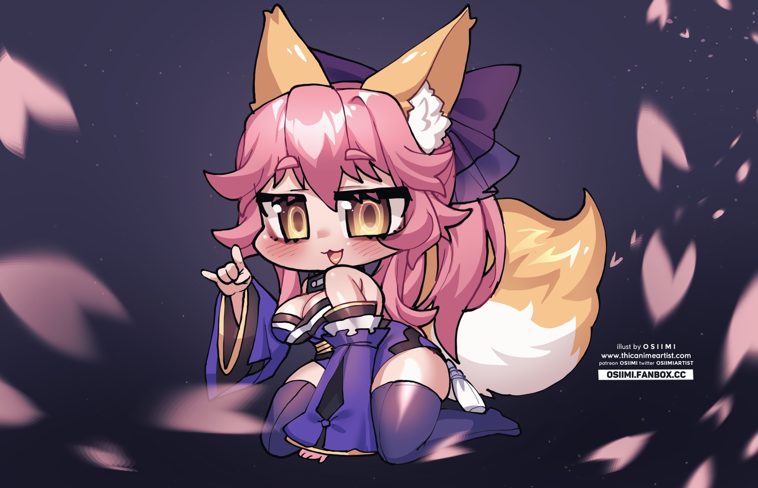 animal_ears, blush, bow, breasts, cat_smile, chibi, cleavage, fate/grand_order