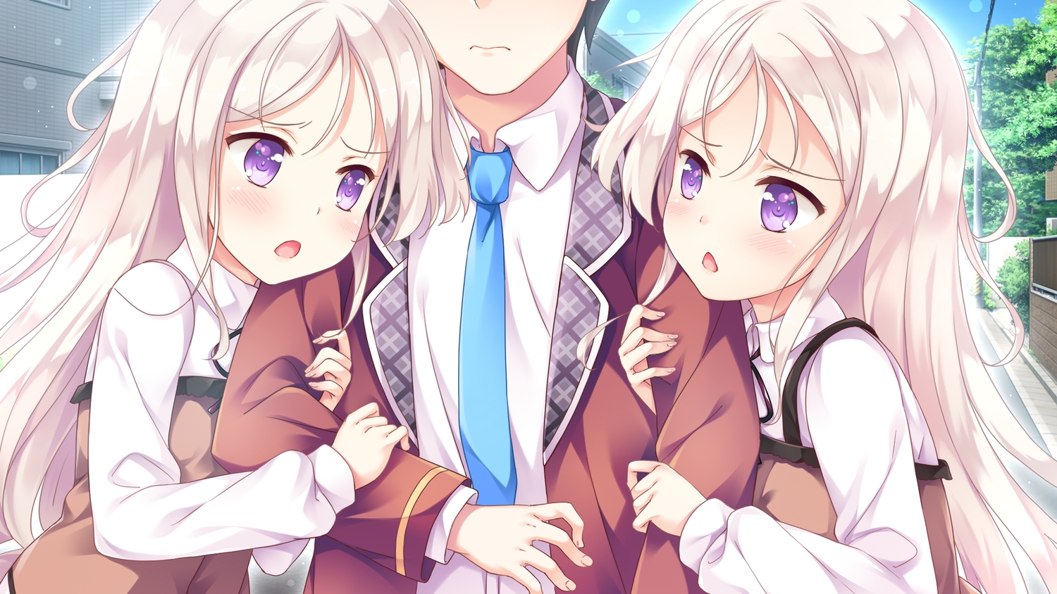 game_cg, happiness!_2_re:lucks, hug, ichijou_mizuki, ichijou_shizuki, ko~cha, twins, windmill_oasis
