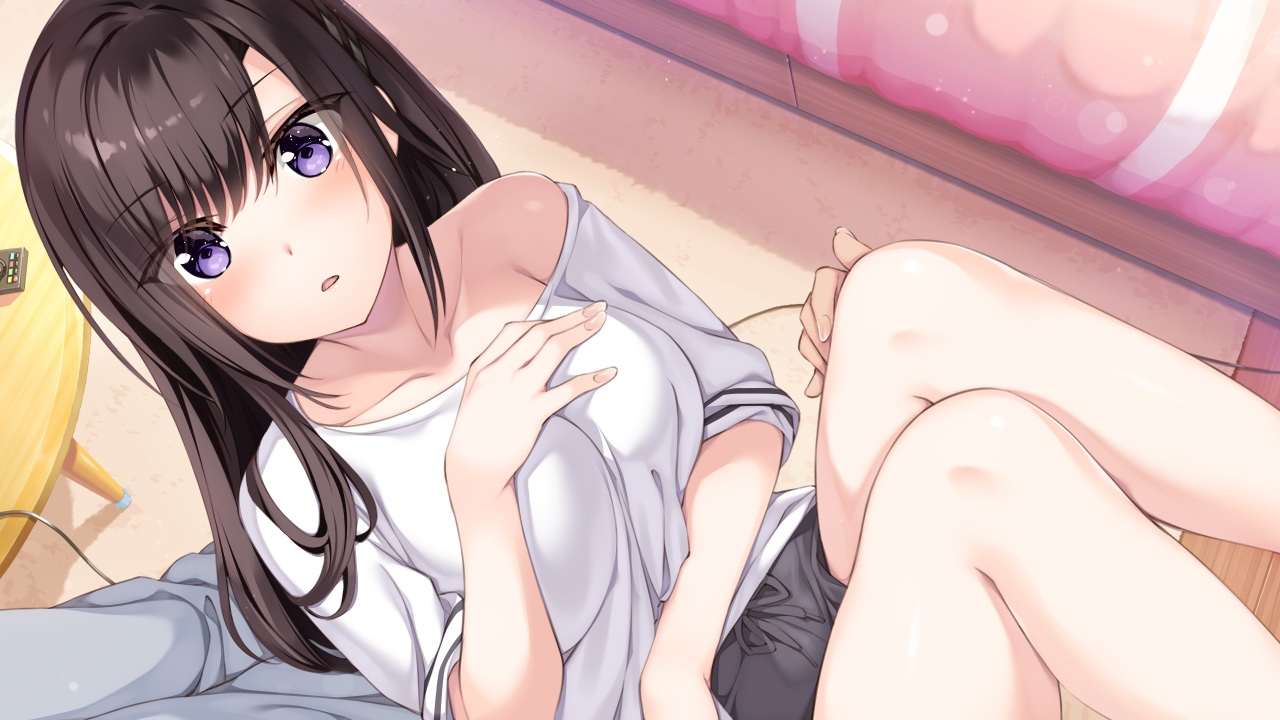 blush, game_cg, hibiki_works, long_hair, oryou, purple_eyes, re_cation_~melty_healing~, shirt