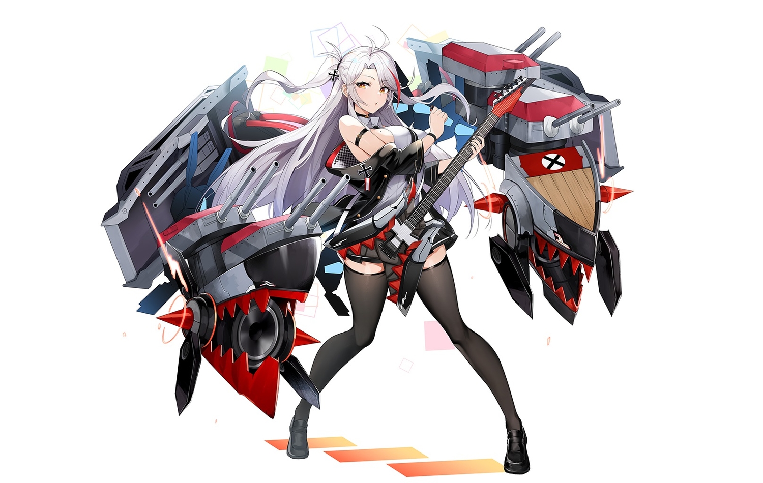 anthropomorphism, azur_lane, cosplay, guitar, instrument, long_hair, luse_maonang, mechagirl