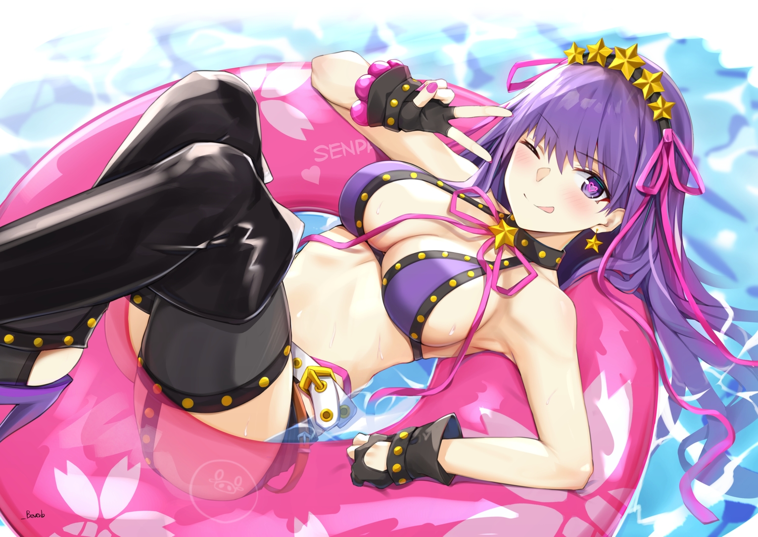 bb_(fate), bee_doushi, bikini, fate/grand_order, fate_(series), garter, garter_belt, signed