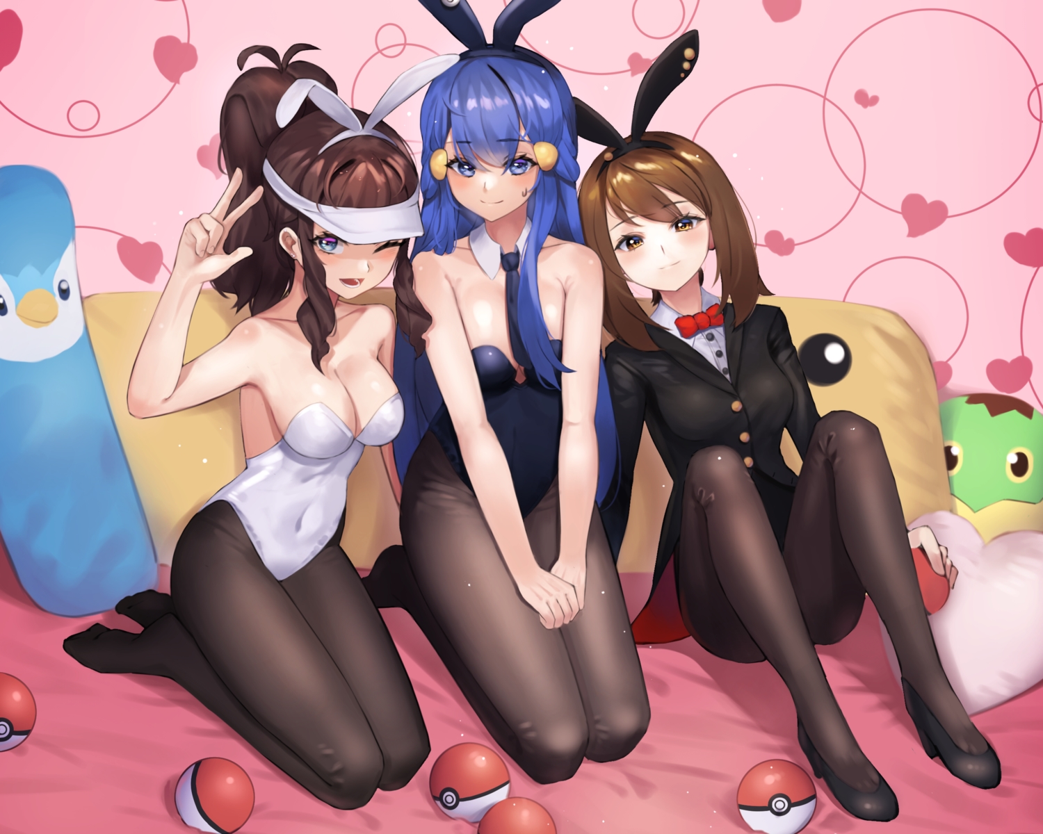 animal_ears, bunny_ears, bunnygirl, cropped, haruka_(pokemon), headband, hikari_(pokemon), leotard