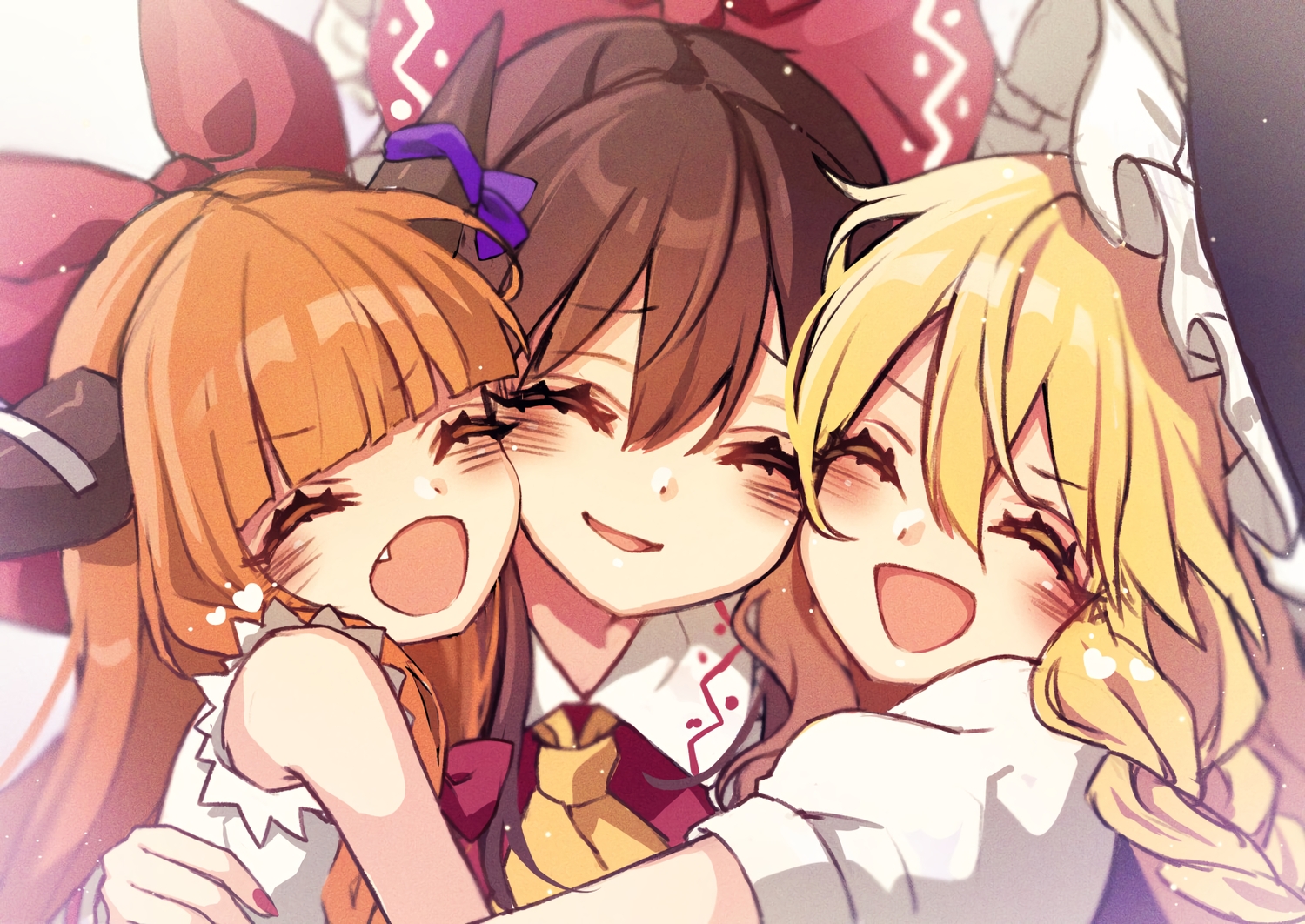 close, hakurei_reimu, hug, ibuki_suika, kirisame_marisa, kyouda_suzuka, loli, touhou